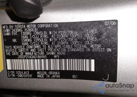 2006 Toyota Highlander V6 from USA, damaged, VIN JTEEP21A360186965